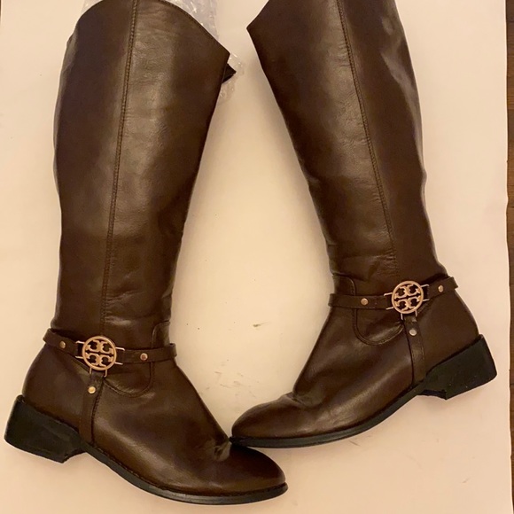 Tory Burch RIDING BOOTS SZ 10.5 BROWN Leather Equestrian HORSE JOCKEY STABLES - Picture 4 of 16
